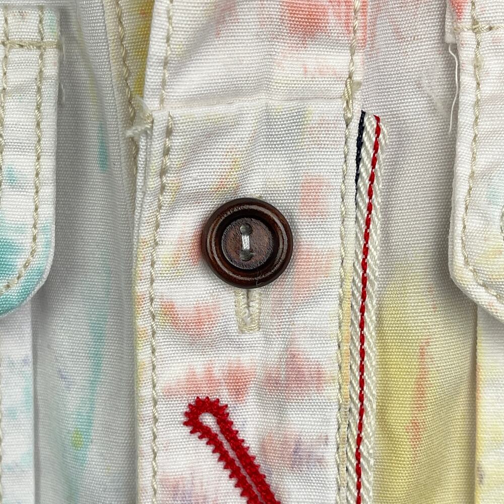 Denim Distillery Heritage America White Button Down Colorful Paint Pattern Shirt - Picture 11 of 16